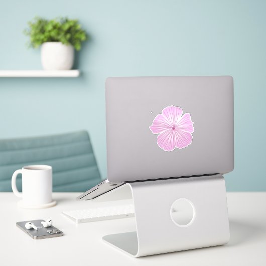 Single Pink Lavatera Blume Aufkleber (Laptop auf Schreibtisch)