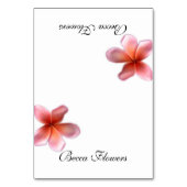 Single Pink Plumeria Tented Platzkarten Tischnummer (Vorderseite)