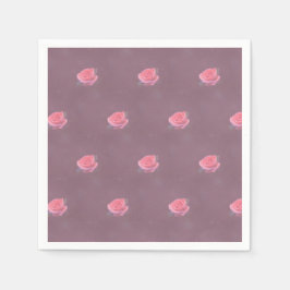 Single Pink Rose Pattern Serviette
