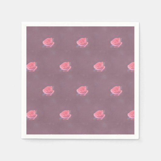 Single Pink Rose Pattern Serviette (Vorderseite)