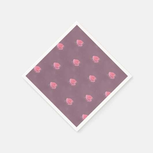 Single Pink Rose Pattern Serviette (Ecke)