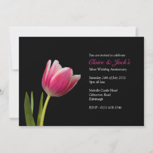 Single Pink Tulip Jubiläum Party Einladung