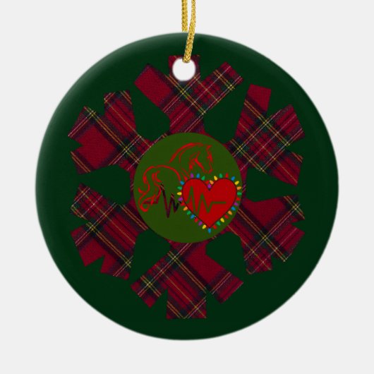 Single Plaid Snowflake Keramik Ornament (Vorne)