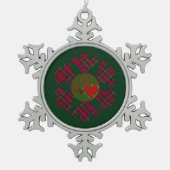 Single Plaid Snowflake Schneeflocken Zinn-Ornament (Vorderseite)