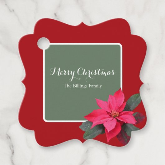 Single Poinsettia Customizable Text Design Geschenkanhänger (Vorderseite)