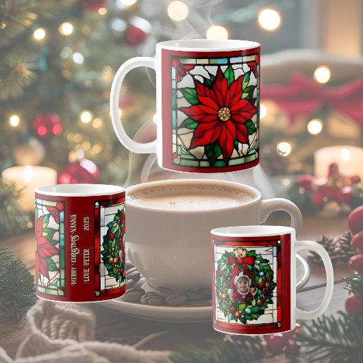 Single Poinsettias Imitate Hartglas Kaffeetasse