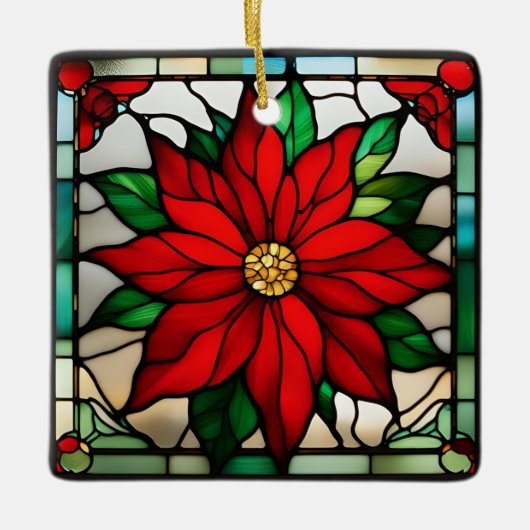 Single Poinsettias Imitate Hartglas Keramikornament (Vorderseite)