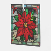 Single Poinsettias Imitate Hartglas Ornament Aus Glas (Vorderseite links)