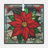 Single Poinsettias Imitate Hartglas Ornament Aus Glas (Vorderseite)