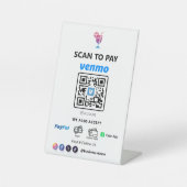 Single QR Code Zahlung | Weißer Scan zu bezahlen Sockelschild (Vorderseite)
