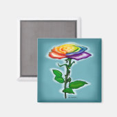 Single Rainbow Rose Magnet (Vorderseite/Rückseite)