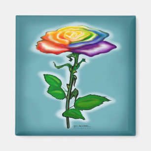 Single Rainbow Rose Magnet