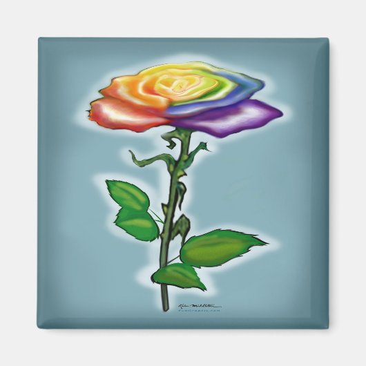 Single Rainbow Rose Magnet (Vorne)