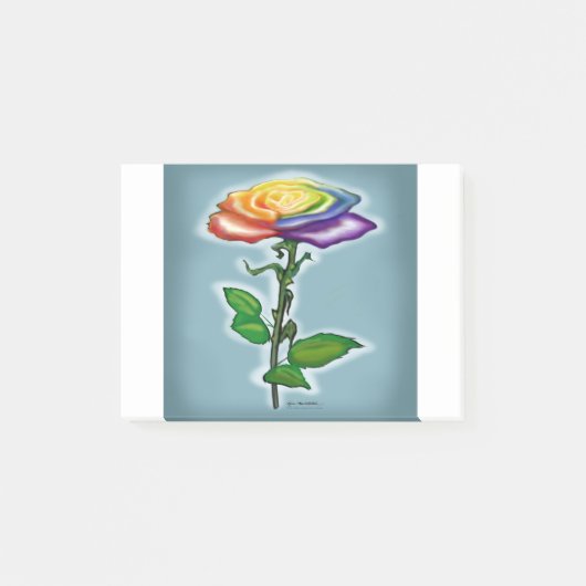 Single Rainbow Rose Post-it Klebezettel (Vorderseite)