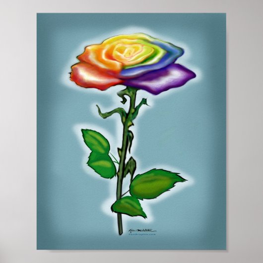 Single Rainbow Rose Poster (Vorne)