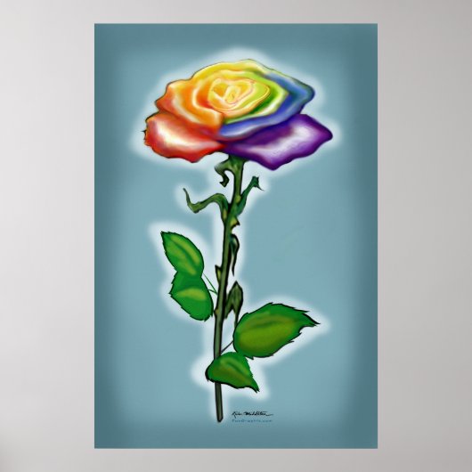 Single Rainbow Rose Poster (Vorne)