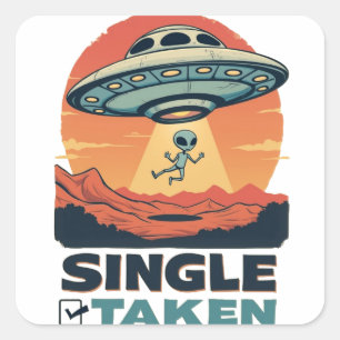 Single Raumschiff Entführung Alien Valentine Quadratischer Aufkleber