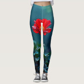 Single Red Bloom Focus Design Leggings (Vorderseite)