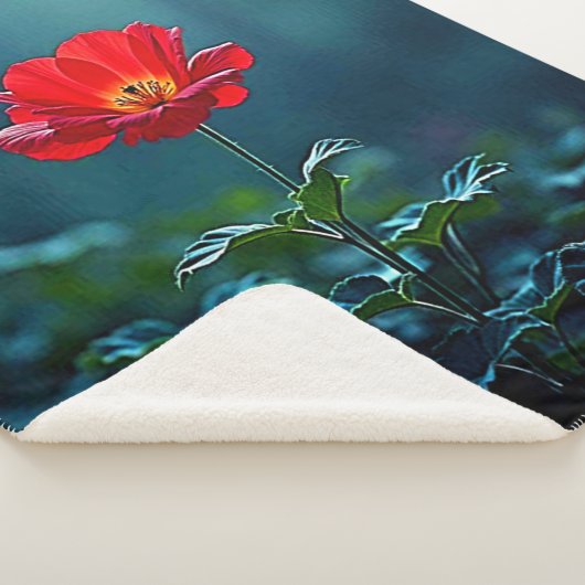 Single Red Bloom Focus Design Sherpadecke (3/4)