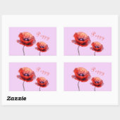 Single Red Poppy Blume Rechteckiger Aufkleber (Blatt)