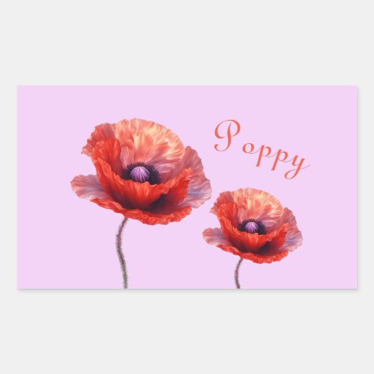 Single Red Poppy Blume Rechteckiger Aufkleber (Vorderseite)