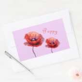 Single Red Poppy Blume Rechteckiger Aufkleber (Umschlag)