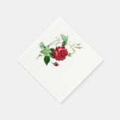 Single Red Redoute Rose Paper Napkins Serviette (Ecke)