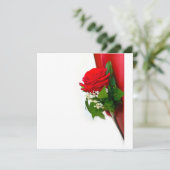 Single Red Rose – Floral White Background Einladung (Stehend Vorderseite)