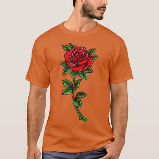 Single Red Rose Flower Romantic Love T-Shirt