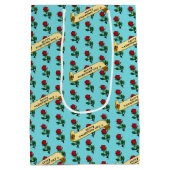 Single Red Rose Happy Valentine's Day 80s Retro Mittlere Geschenktüte (Rückseite)