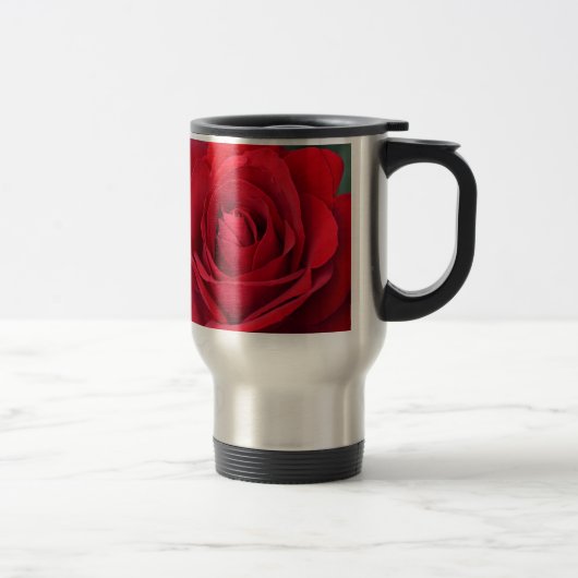 Single Red Rose in full Bloom Reisebecher (Rechts)