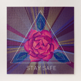 Single Rosa Blume Goldenes Dreieck Puzzle