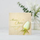 Single Rosa Bud Hochzeitsplatz Einladung (Stehend Vorderseite)