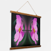 Single Rosa Kosmos Blume Abstrakt Wandteppich Mit Holzrahmen (Gewinkelt)