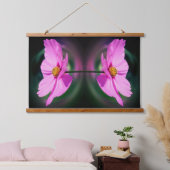 Single Rosa Kosmos Blume Abstrakt Wandteppich Mit Holzrahmen (Schlafzimmer)
