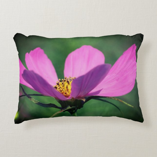 Single Rosa Kosmos Blume im Blut Dekokissen (Vorderseite)