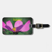 Single Rosa Kosmos Blume im Blut Personalisiert Gepäckanhänger (Vorderseite horizontal)