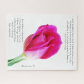 Single Rosa Rosa Blüte auf Weiß, Korinthians Verse Puzzle (Horizontal)