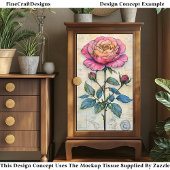 Single Rosa Rose, CZ9 Decoupage Seidenpapier