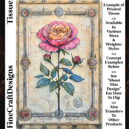 Single Rosa Rose, CZ9 Decoupage Seidenpapier