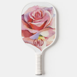 Single Rosa Rose in Blütezeichen Pickleball Schläger