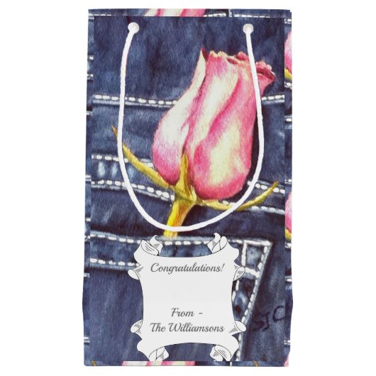 Single Rosa Rose Kleine Geschenktüte (Vorderseite)