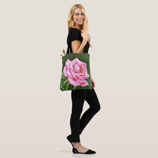 Single-rosa Rosen-Kunst-mittlere große Tasche (Am Model)