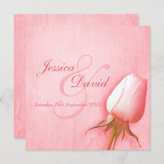 Single Rosa Rosenguss Hochzeitsplatz Einladung (Vorne/Hinten)