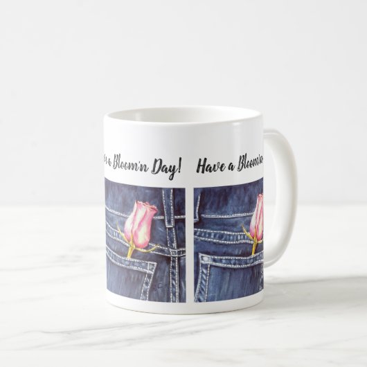Single Rosa Wasserfarbe Blume Kaffeetasse (VorderseiteRechts)