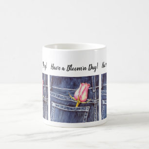 Single Rosa Wasserfarbe Blume Kaffeetasse