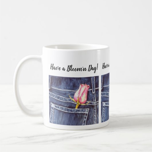 Single Rosa Wasserfarbe Blume Kaffeetasse (Links)