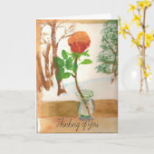 Single Rose in einer Vase mit winterlichem Hinterg Karte (Gelbe Blume)