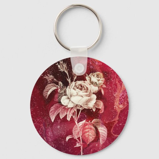 SINGLE ROSE on Red Background Schlüsselanhänger (Vorderseite)