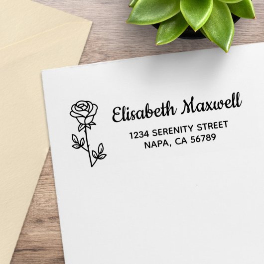 Single Rose Return Address Gummistempel